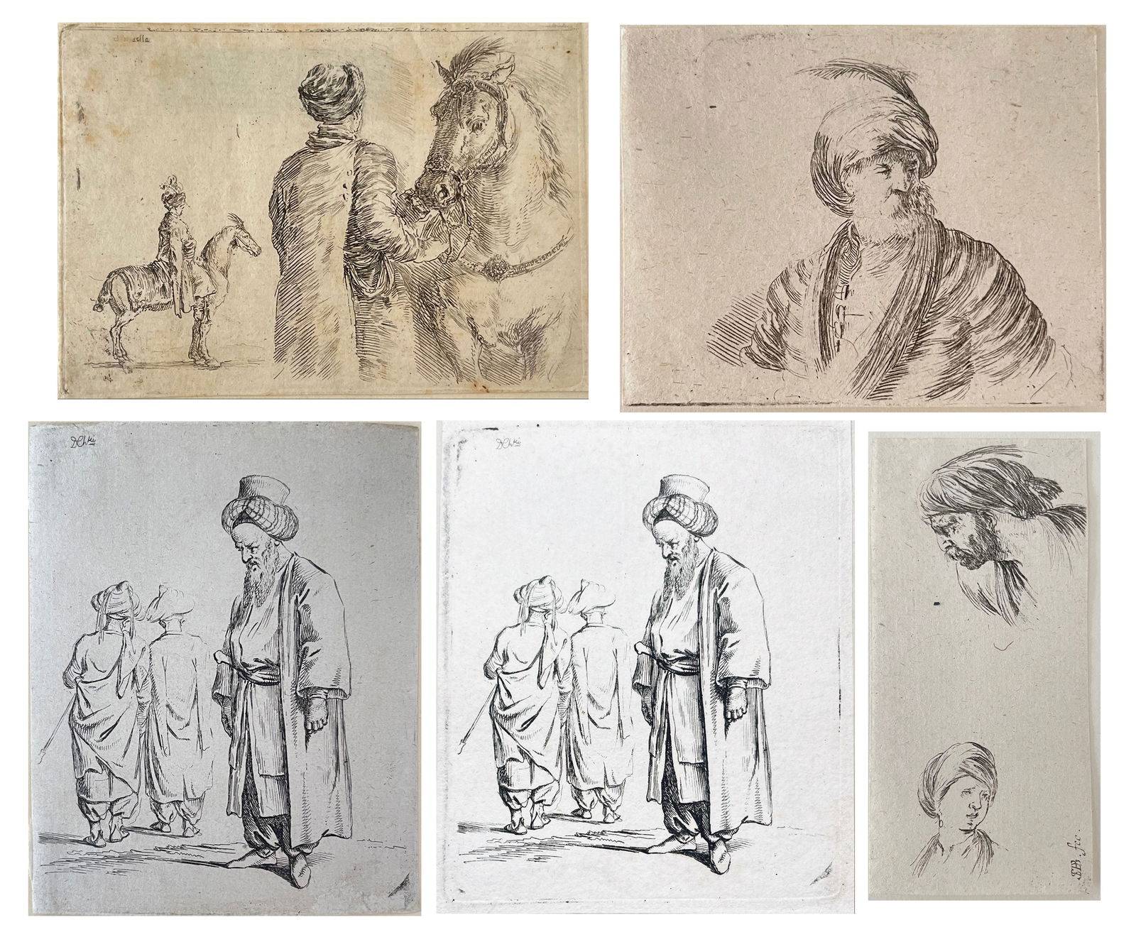 Stefano DELLA BELLA (1610 - 1664), Lot 5 Etchings (1 of 7)