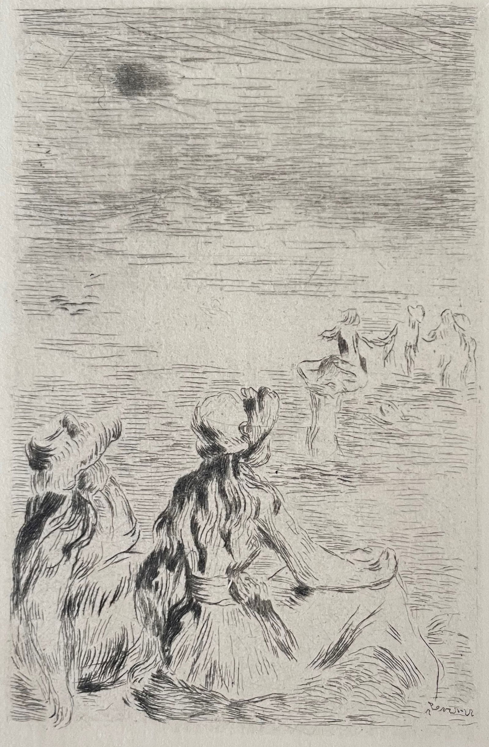 Pierre-Auguste RENOIR (1841 - 1919), Etching “Sur la plage à Berneval (1892) (1 of 2)