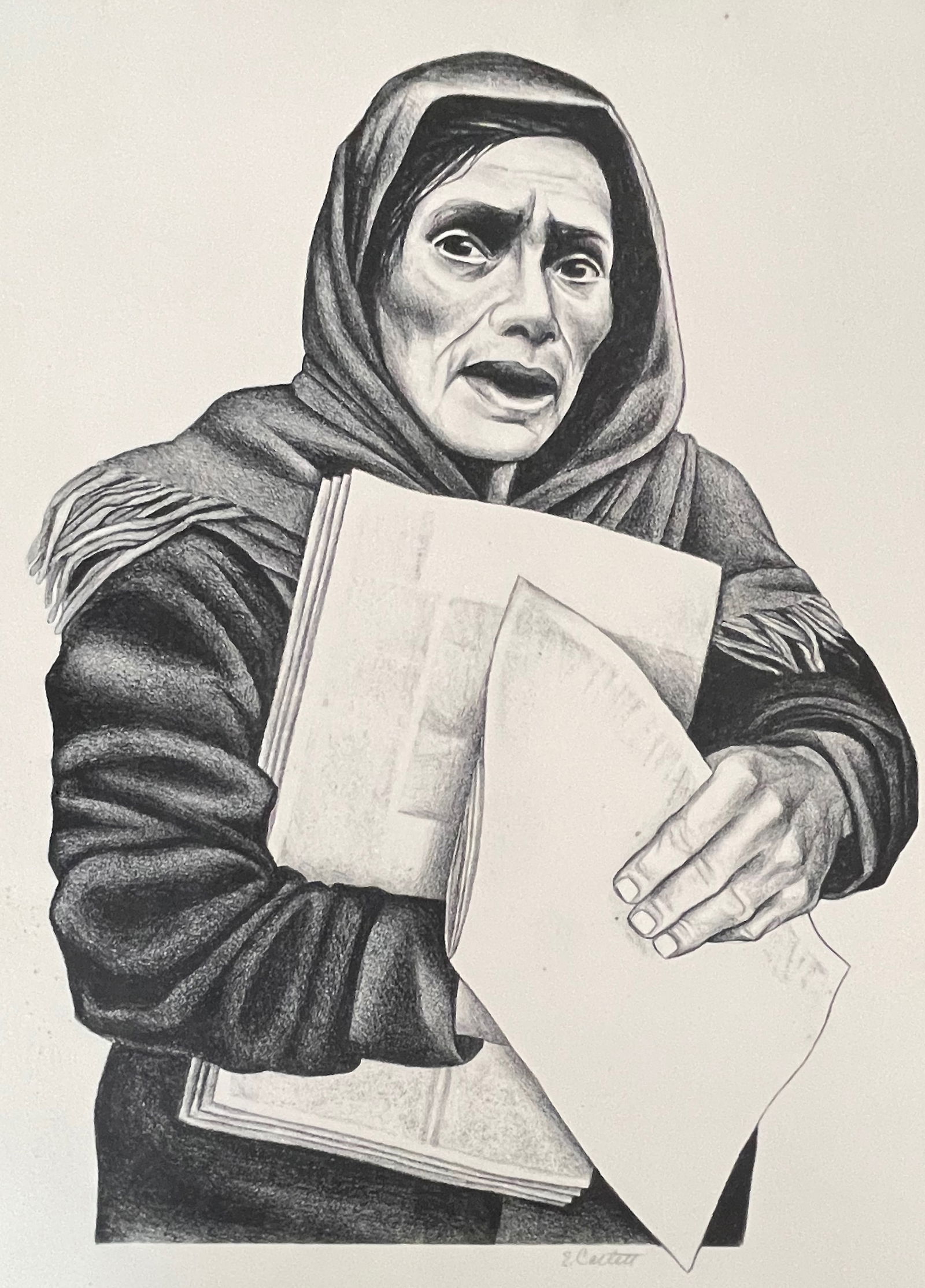 Elizabeth CATLETT (1915 - 2012) Lithograph "Vendedora De Periodicas?? Ca. 1955 (1 of 3)