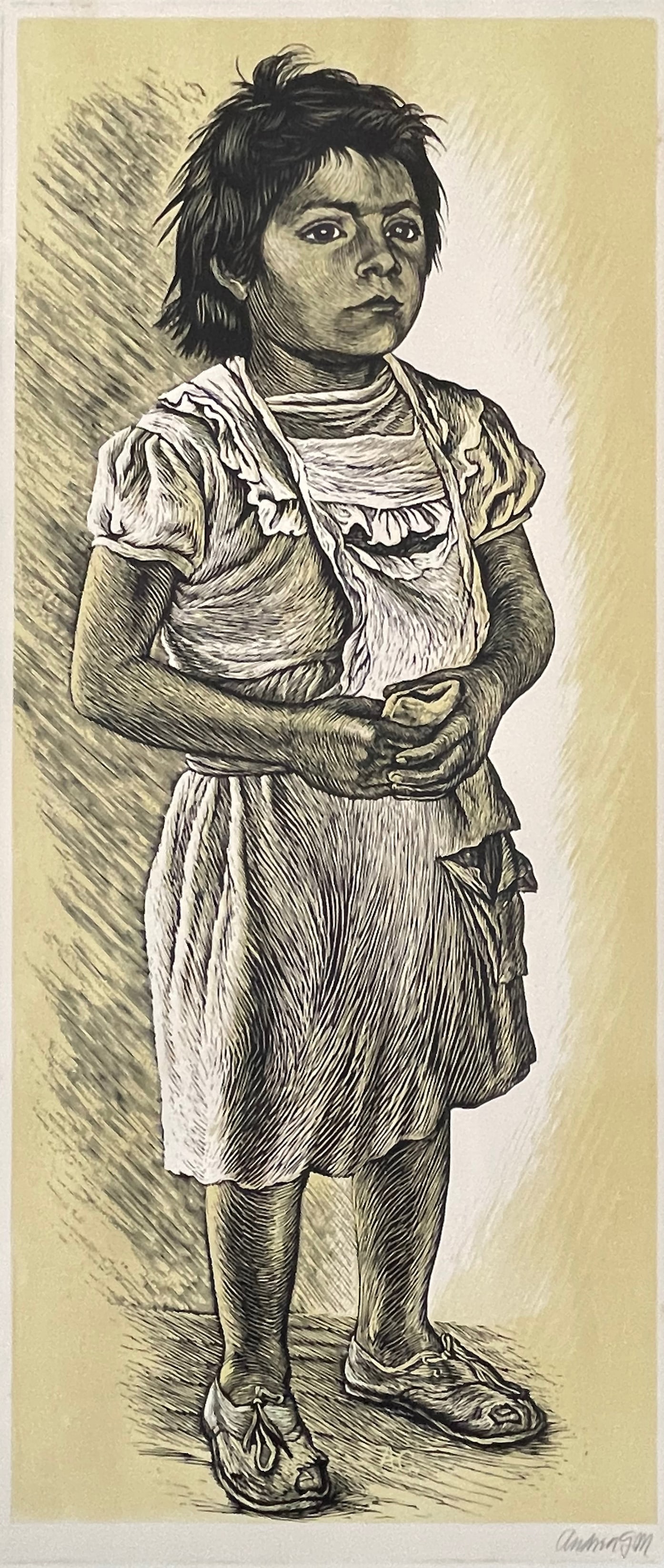 Andrea GOMEZ y MENDOZA (1926 - 2012) Linocut “Niña del Basurero?? ca. 1955 (1 of 4)