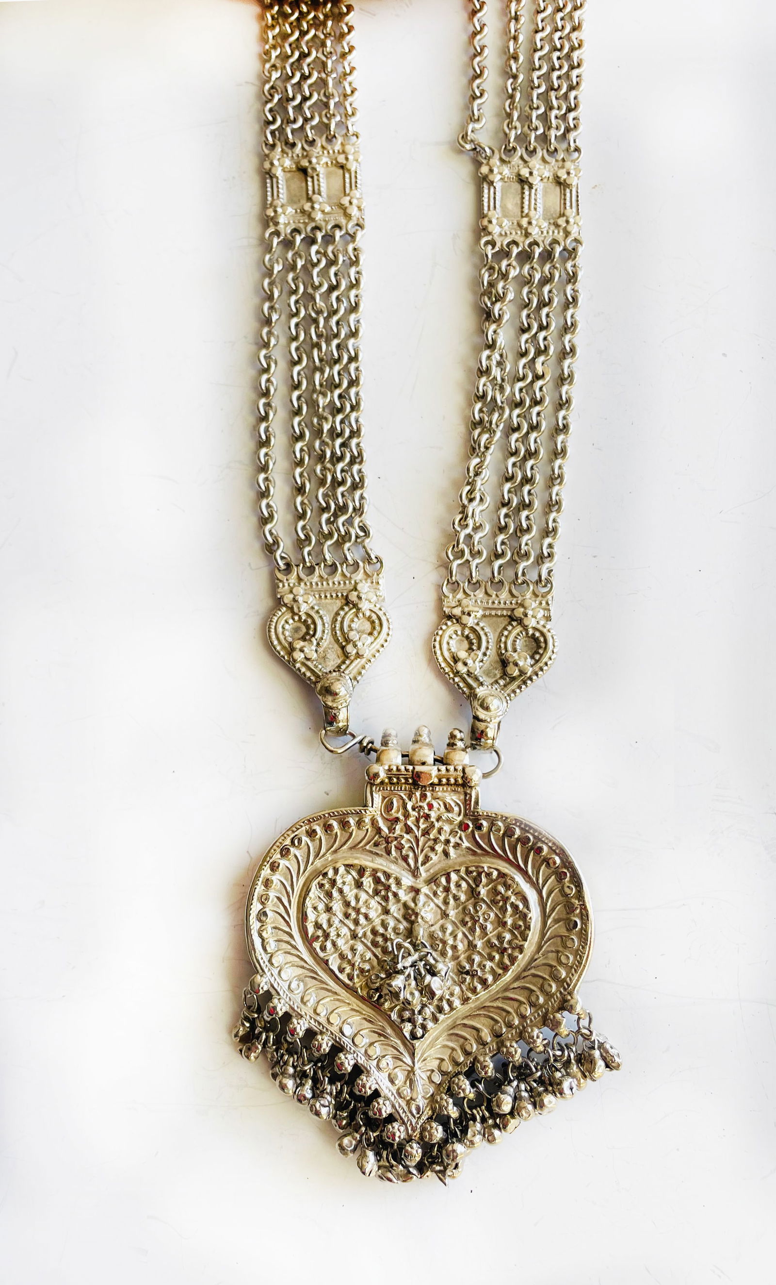 Antique Silver Bridal/ Wedding Necklace Sothern India--Heart Shape (1 of 4)