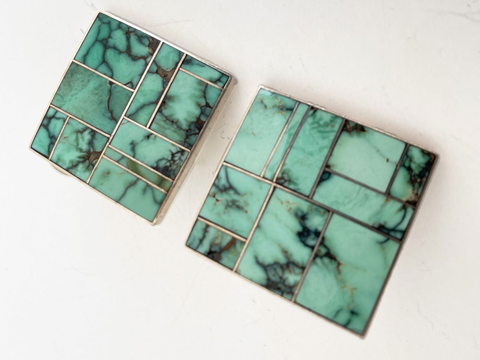 Channel Set Turquoise/Sterling Earrings--Ray TRACEY (Navajo) (1 of 2)