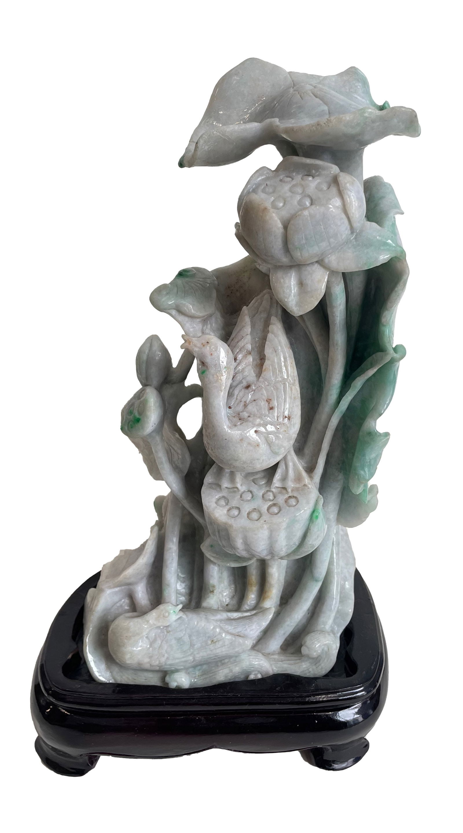 Chinese Jadeite Plaque Lavender and Green with Flowers (1 of 2)