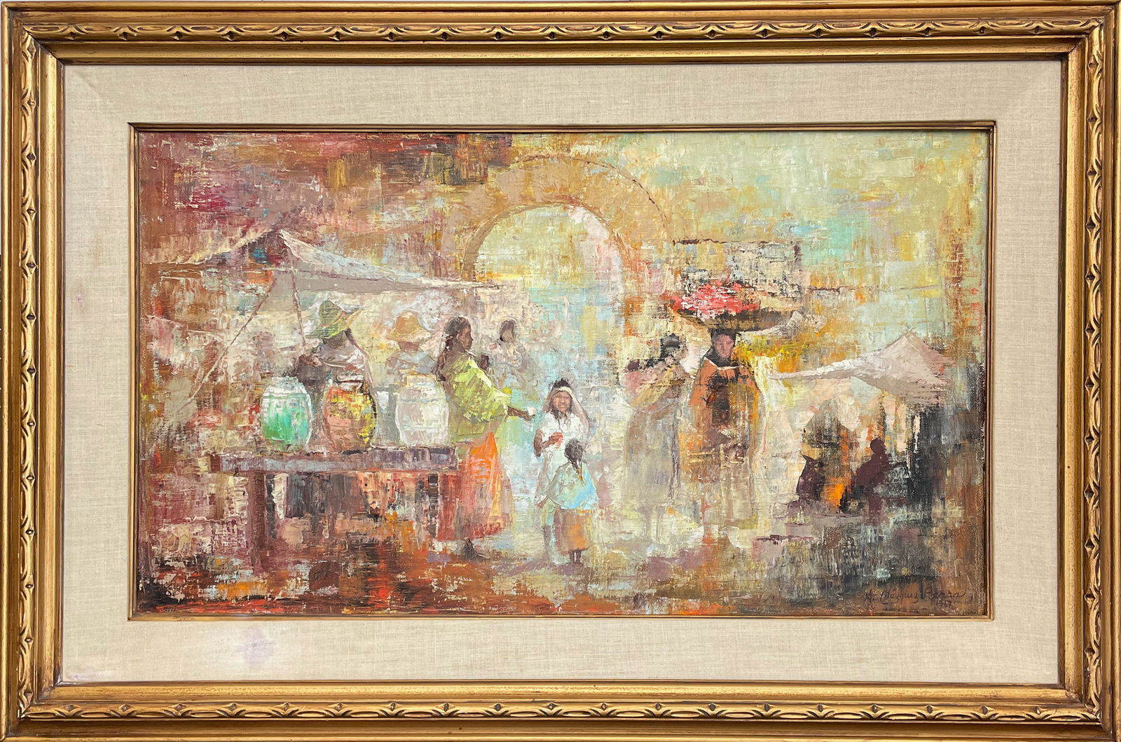 Antonio Vasquez PARRA (Mexican, 1927 - 1984) market scene, 1967 (1 of 2)