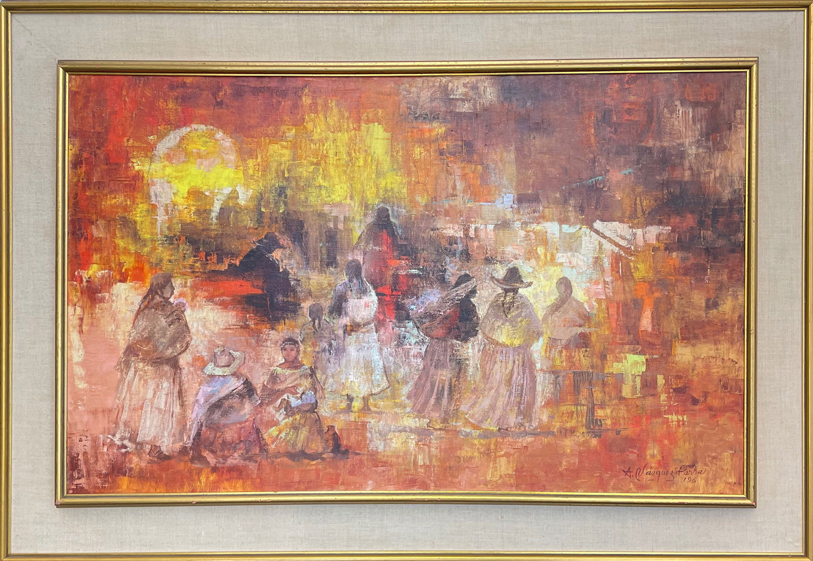 Antonio Vasquez PARRA (Mexican, 1927 - 1984) sunset with figures, 1969 (1 of 2)