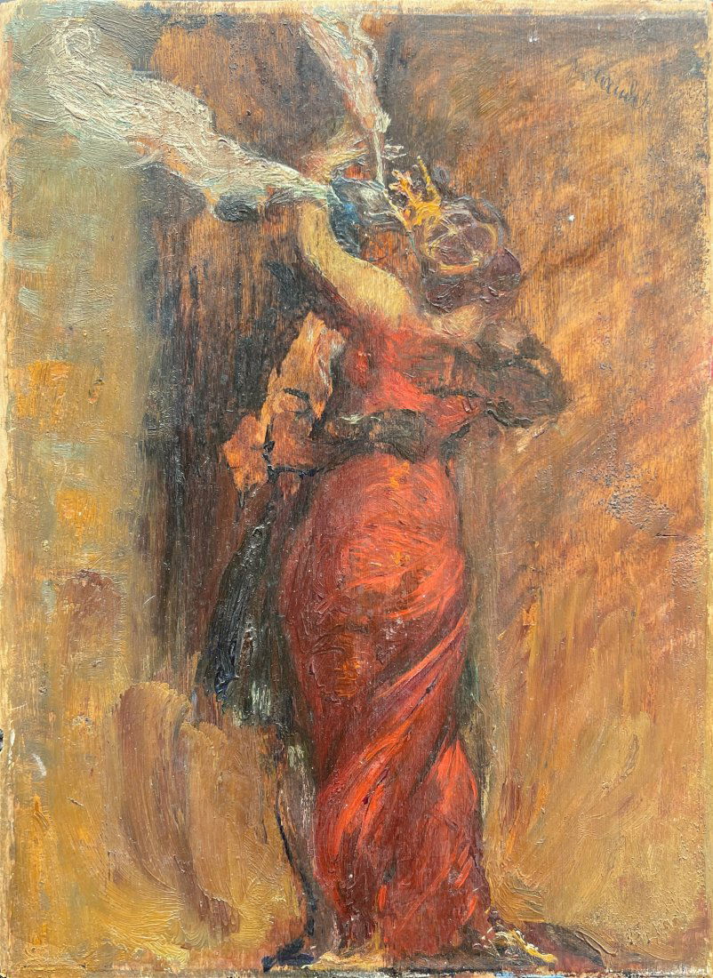 Konstanty Brandel (Polish, 1880 - 1970) 2 pictures Figures and sea scape ca. 1920 (1 of 4)