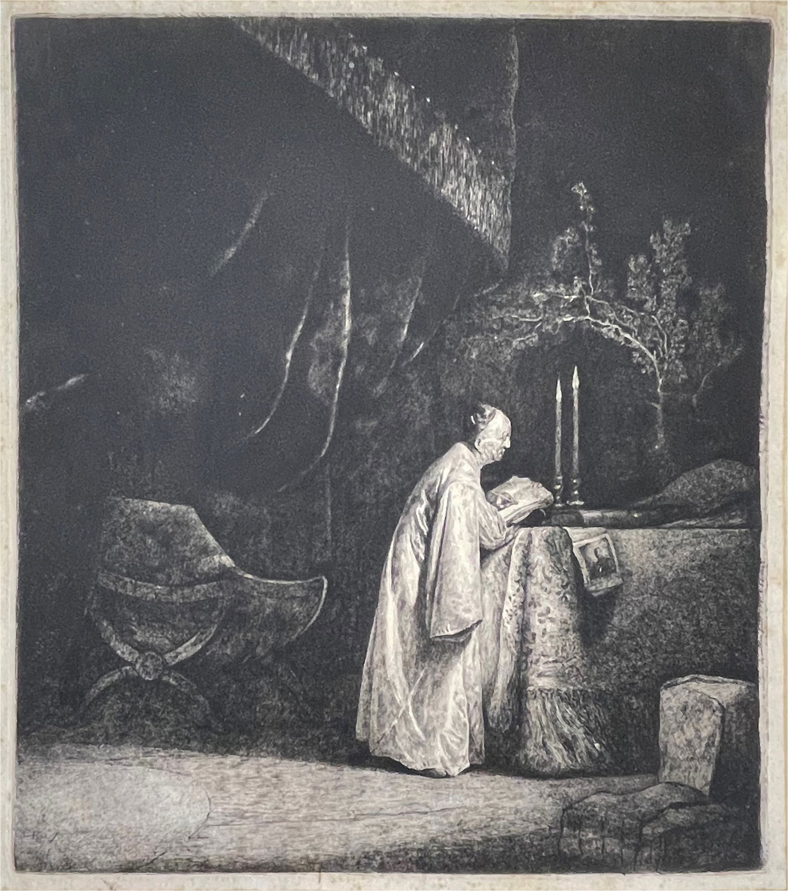 (2) Etchings, Jean-Pierre Norblin de La GOURDAINE (1745 - 1830) "Zechariah in the Temple" (1 of 5)