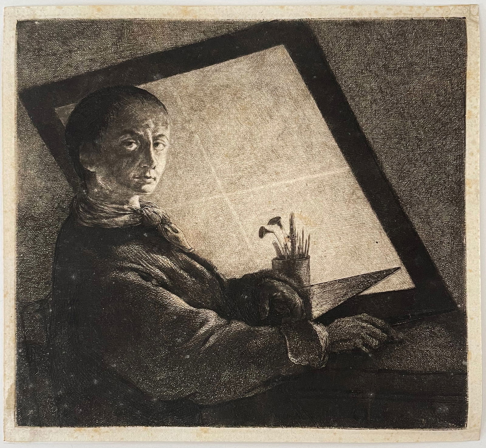 2 Etchings, Jean-Pierre Norblin de La GOURDAINE (1745-1830)  Self Portrait, The Raising of Lazarus (1 of 4)