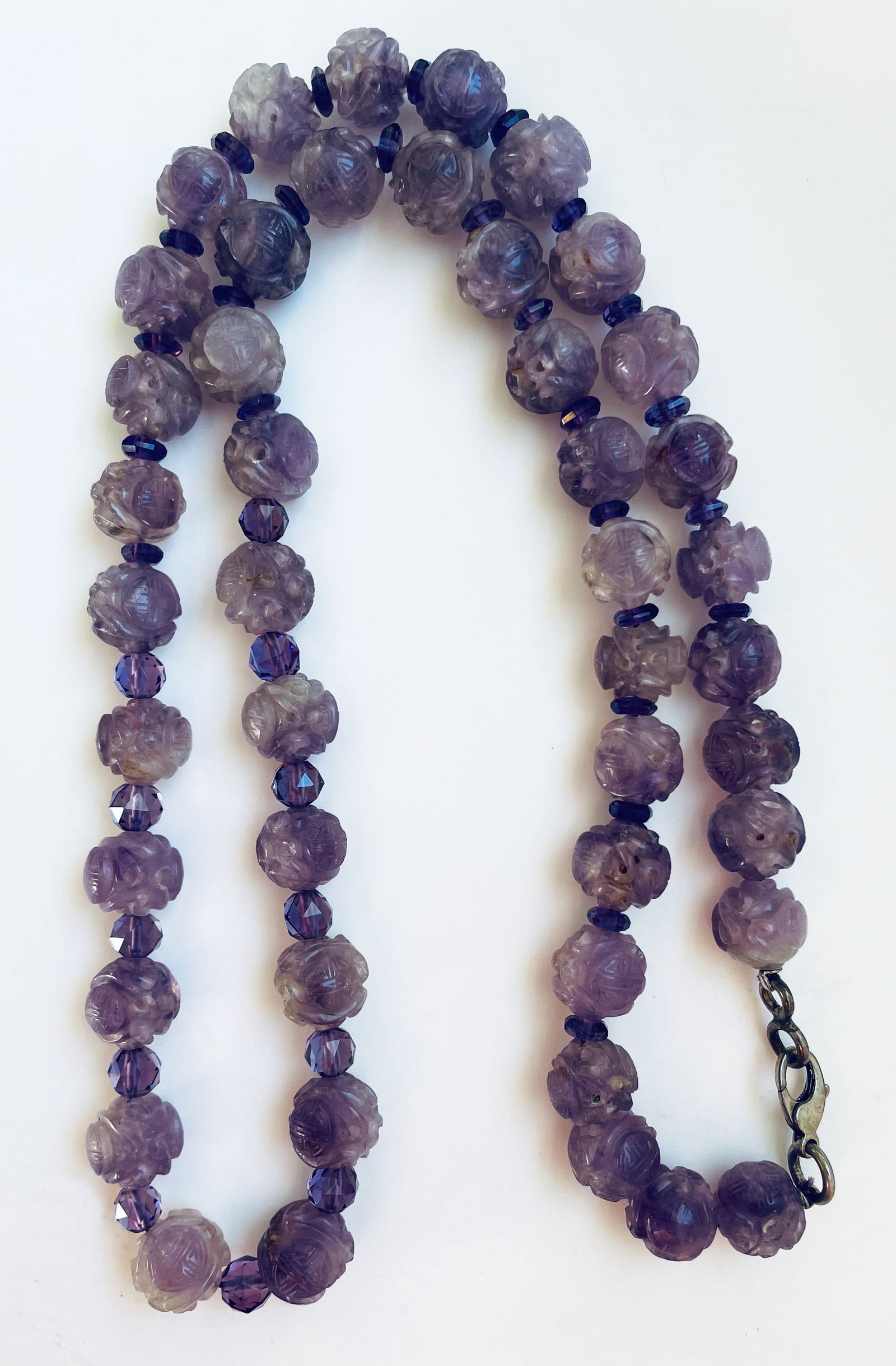 Carved Chinese Amethyst Bead Necklace (1 of 3)