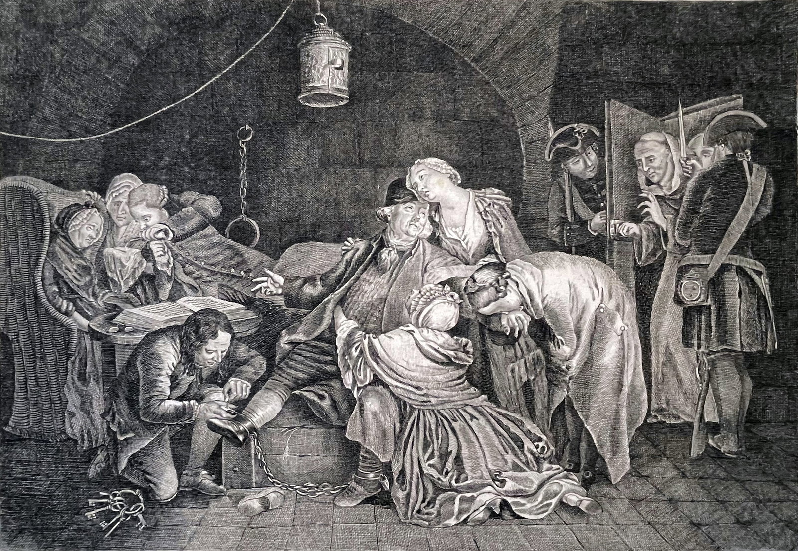Etching , Jean-Baptiste GREUZE (1725 - 1805) "Jean Calas (1778)": After Jean-Baptiste Greuze (French, 1725 - 1805), 1778 Etching on laid. Jean Calas was wrongly convicted and sentenced to death in Toulouse. Good impression. 13.5 x 18 in. paper
