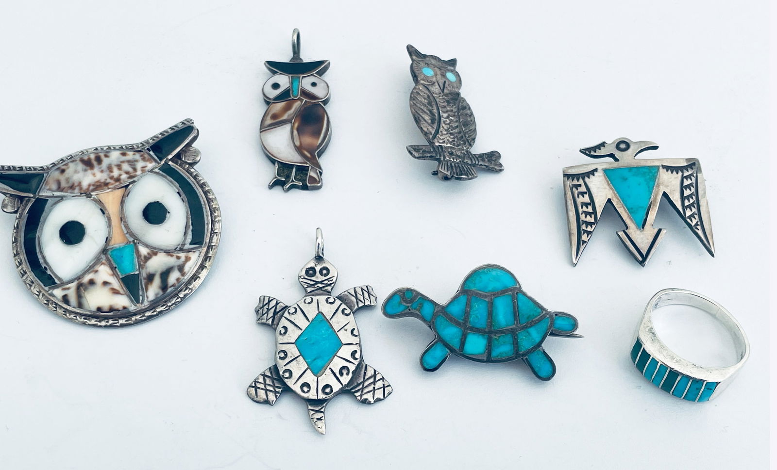 Lot (7) Misc. Native American Turquoise & Sterling (1 of 1)