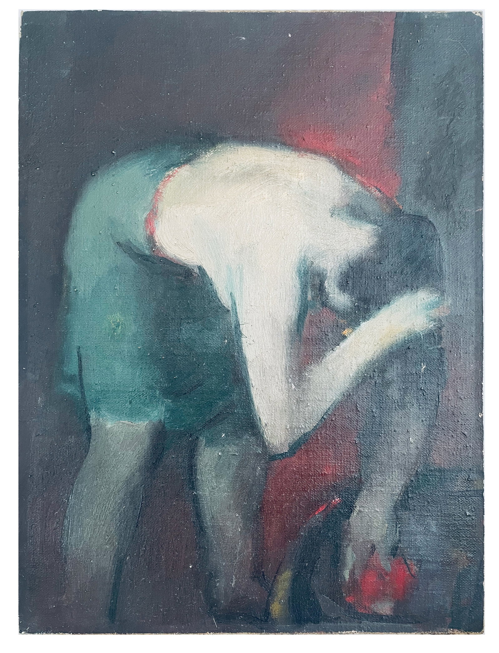 Oil on Canvas, Karol LARISCH (1902-1935), Woman Washing, ca. 1930: Oil on canvas board. Attributed to Karol Larisch (Polish, 1902-1935) untitled, woman washing hair, ca. 1930. Signed on verso in pencil.