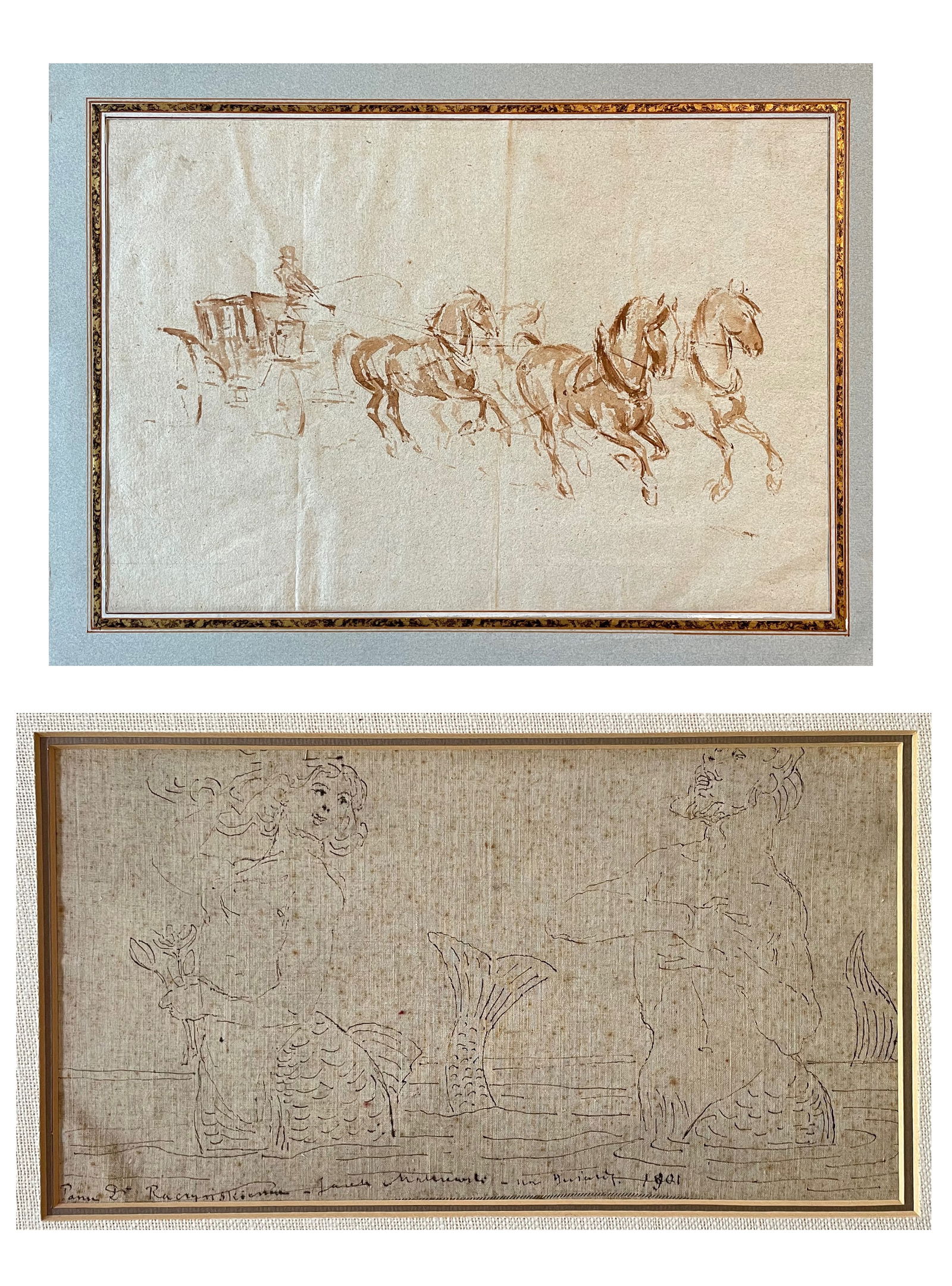 (2) Unknown Originals, Ink on Paper (1 of 5)