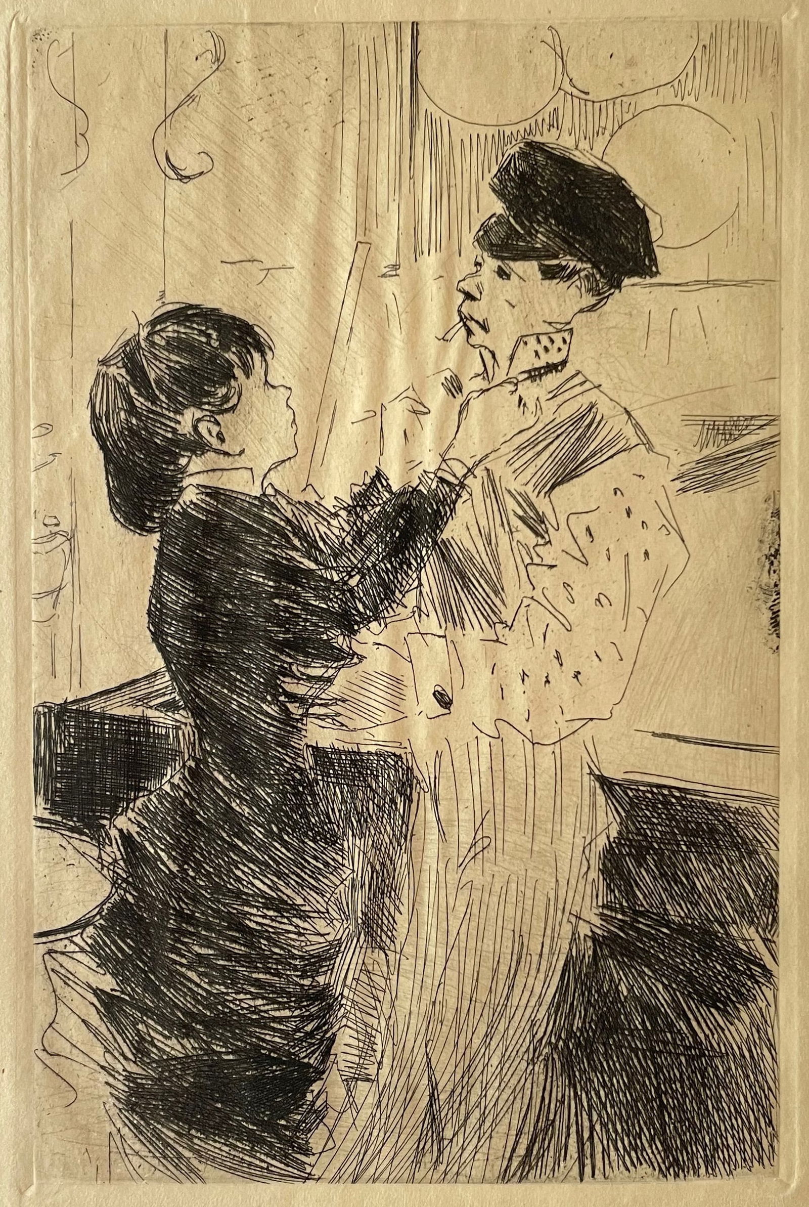 Etching, Jean-Louis Forain (1852 - 1931) Cravat, 1925 (1 of 4)