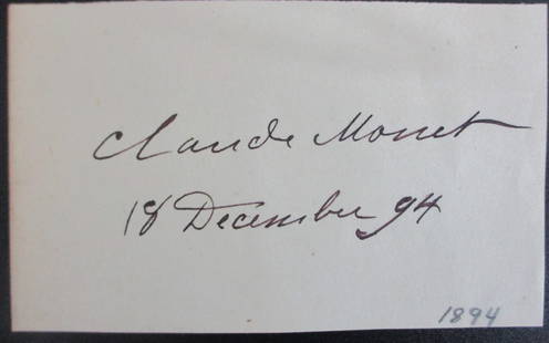 Claude Monet's Signed Cut Signature, December 18, 1894: In the realm of impressionist art, few names resonate as deeply as Claude Monet. His masterful brushstrokes and ethereal landscapes have captivated audiences for generations, ushering in a new era of