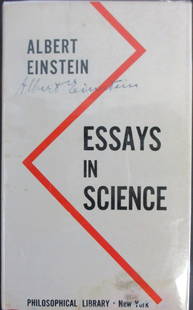 Albert Einstein Double Signed Book Essays in Science: Essays in Science" by Albert Einstein is a profound collection of his scientific thoughts and reflections, offering readers a glimpse into the mind of one of the greatest physicists of all time. What