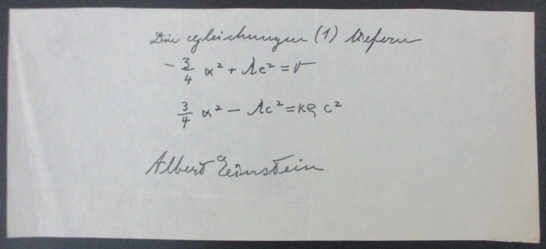 Albert Einstein Signed Partial Document with an Equation Handwritten by Albert Einstein (1 of 1)