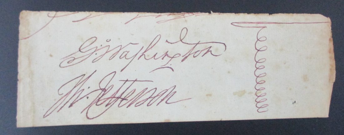 George Washington and Thomas Jefferson Signed Cut Document (1 of 1)