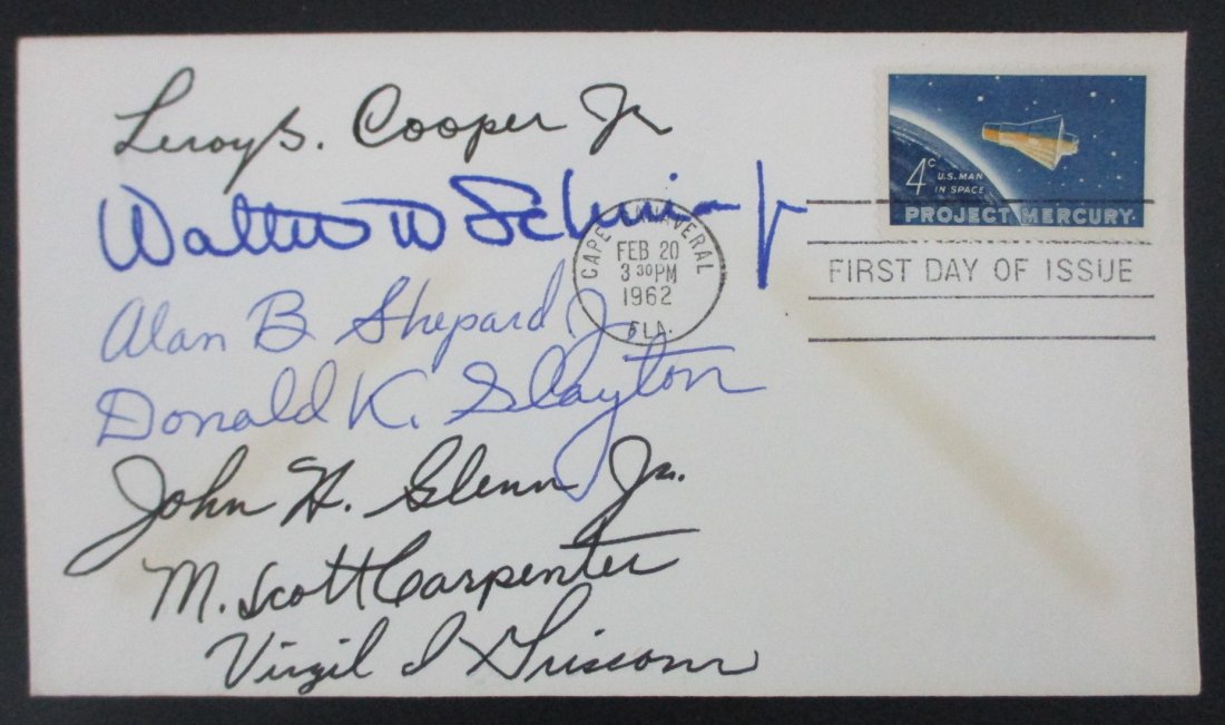Project Mercury Signed Crew Envelope, Alan Shepard and John Glenn and others (1 of 1)