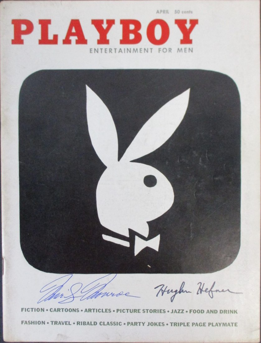 Marilyn Monroe and Hugh Hefner, playboy magazine April signed (1 of 1)