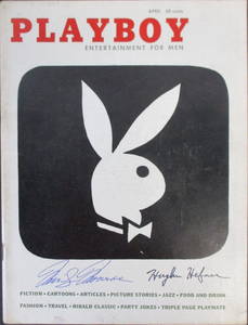 Marilyn Monroe and Hugh Hefner, playboy magazine April signed