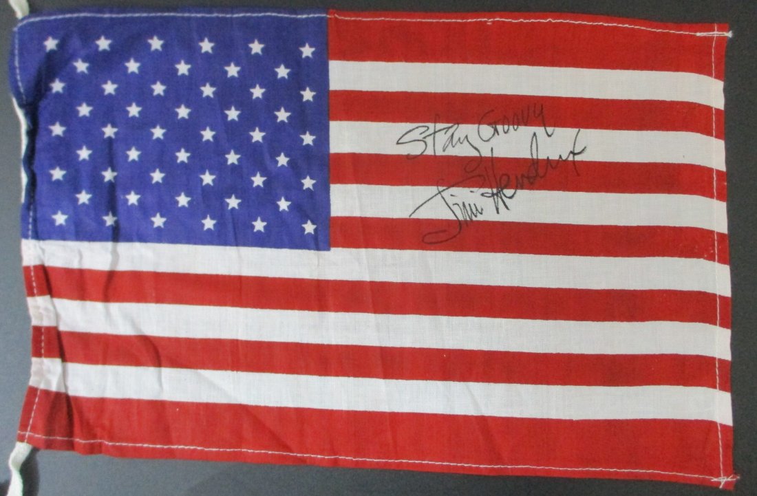 Jimi Hendrix Signed American Flag Inscribed "Stay Groovy" (1 of 2)