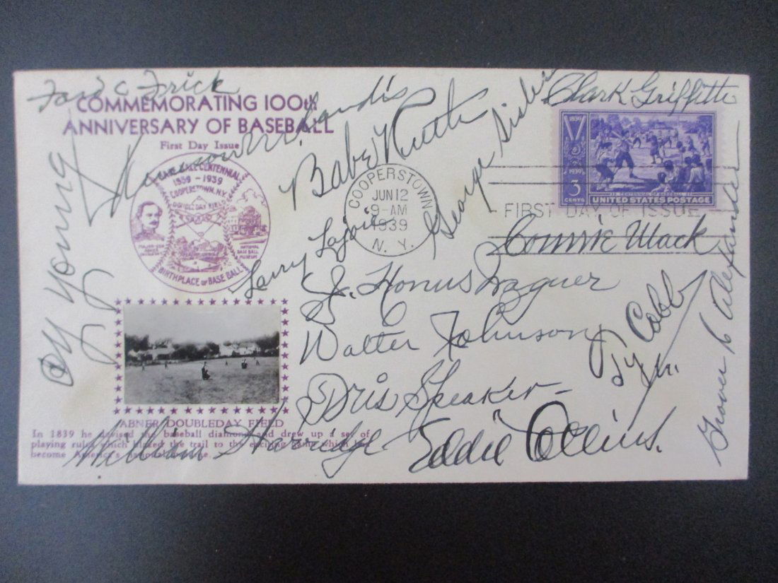 1939 Inaugural Baseball Hall of Fame: Signed Envelope by the Legendary 11 (1 of 7)