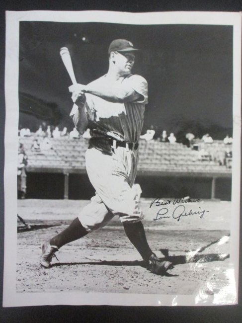 Lou Gehrig Signed 8 x 10 Photo with Best Wishes Inscription: This 8 x 10 photograph captures a moment frozen in time, adorned with the unmistakable signature of baseball legend Lou Gehrig. What sets this artifact apart is Gehrig's heartfelt inscription, "Best W