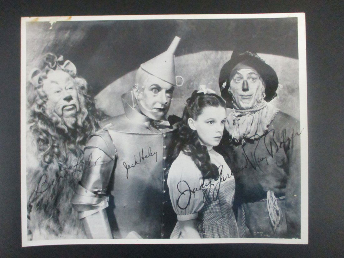 Signed Photograph by Judy Garland, Ray Bolger, Jack Haley, Bert Lahr (Measuring 8 x 10) (1 of 5)