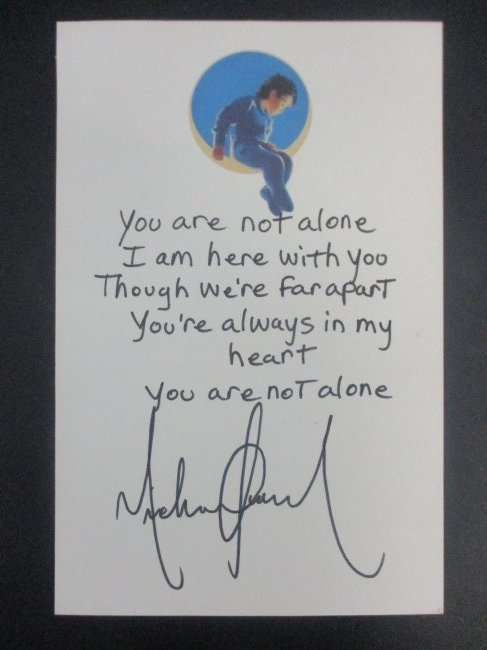 Michael Jackson Signed 'You Are Not Alone' Card (1 of 3)