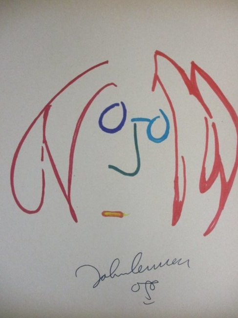 John Lennon Signed and Hand Drawn Personal Sketch (1 of 4)