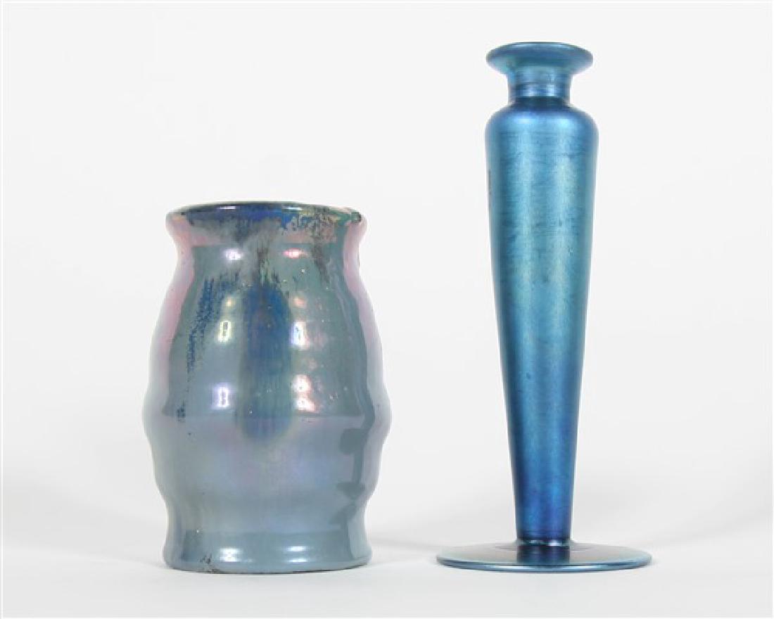 Steuben Blue Aurene Glass Perfume Bottle & Vessel (1 of 7)