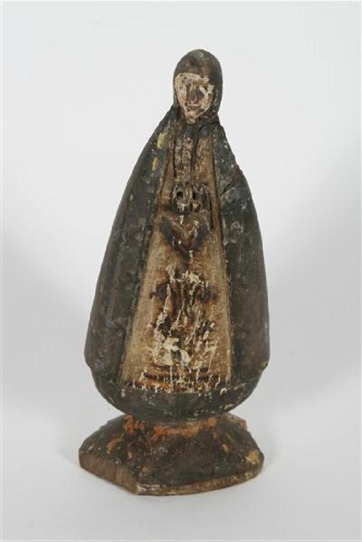 Folk Art Virgin Mary, Carved Santos Figure (1 of 4)