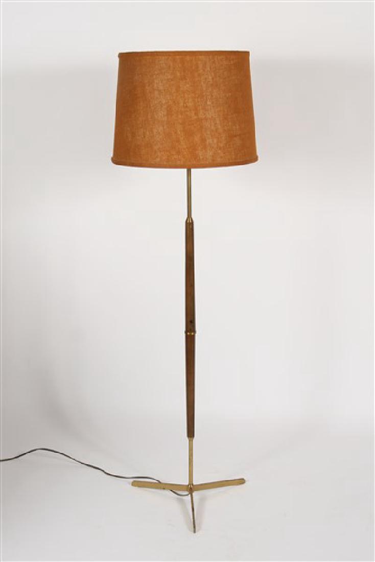 Mid-Century Modern Brass and Wood Floor Lamp (1 of 4)