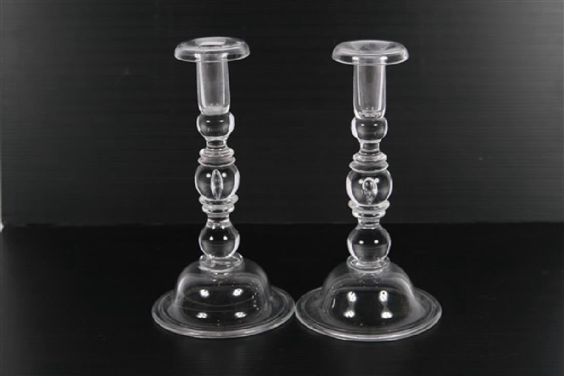 Steuben Glass, Pair of "Teardrop" Candlesticks (1 of 3)