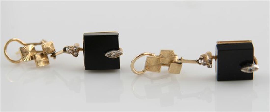 14K Yellow Gold and Onyx Art Deco Earrings (1 of 3)