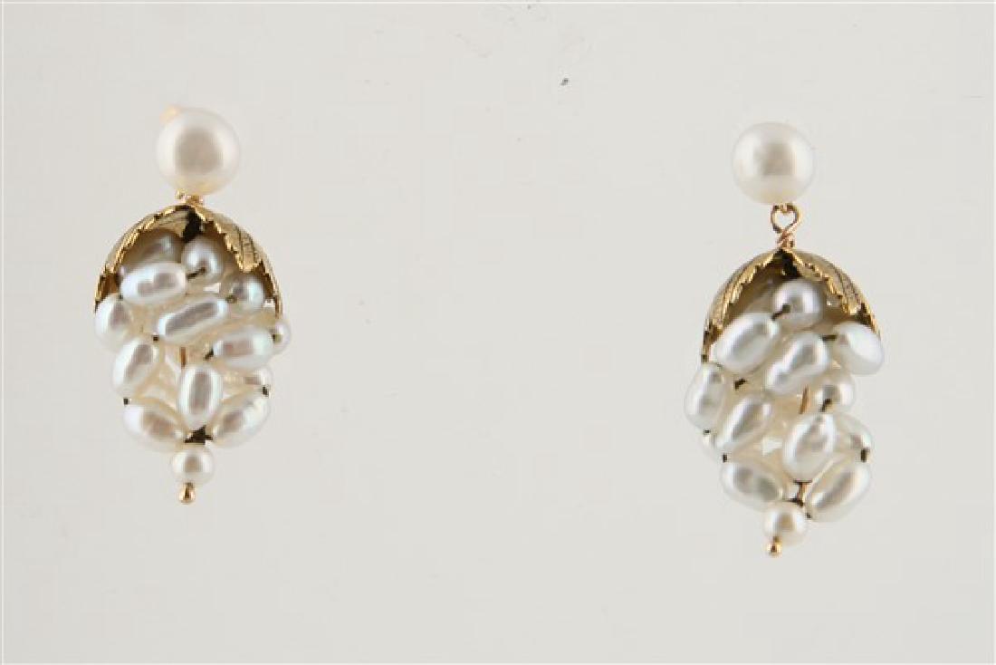 14K Yellow Gold Freshwater Pearl Cluster Earrings (1 of 3)