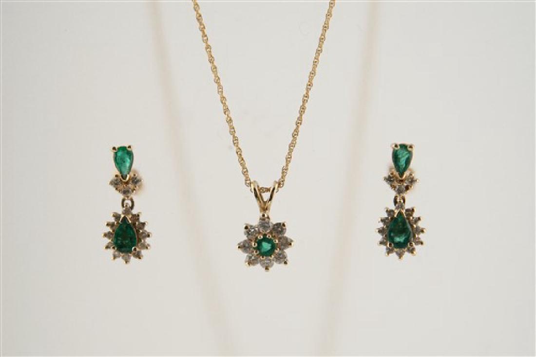 14K Yellow Gold 3-Piece Emerald and Diamond Set (1 of 3)