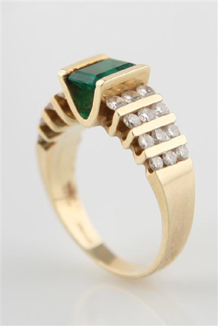 14K Gold and Emerald Ring with Diamonds (1 of 5)