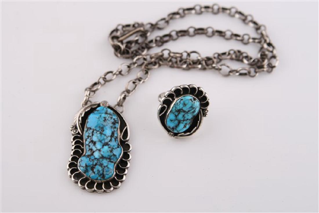 JAC, Sterling Silver, Turquoise Necklace and Ring (1 of 5)
