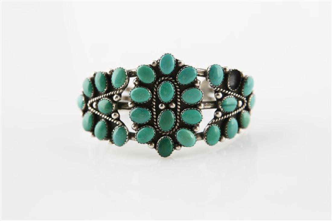 Sterling Silver Cluster Turquoise Bracelet (1 of 5)
