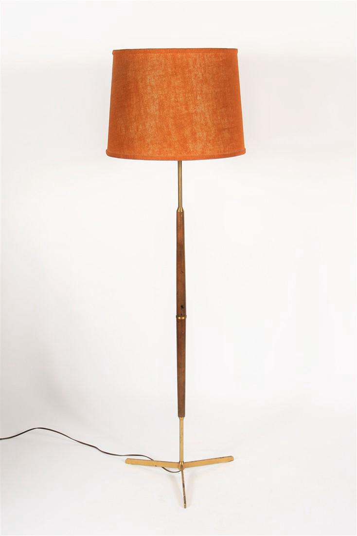 Mid-Century Modern Brass and Wood Floor Lamp (1 of 4)