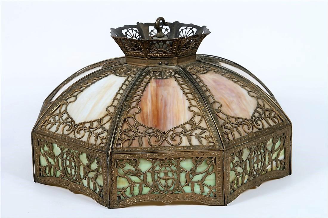 Ornate Slag Glass Hanging Light Fixture (1 of 4)