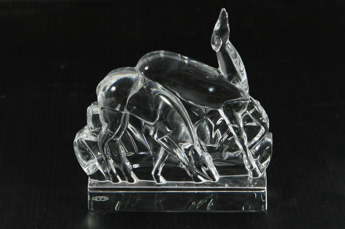 Baccarat Crystal, Two Deer Paperweight (1 of 3)