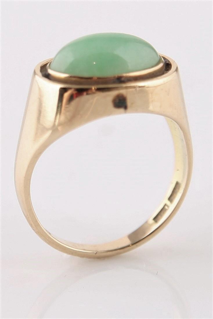 14k Yellow Gold Oval Cabochon Jadeite Ring (1 of 7)