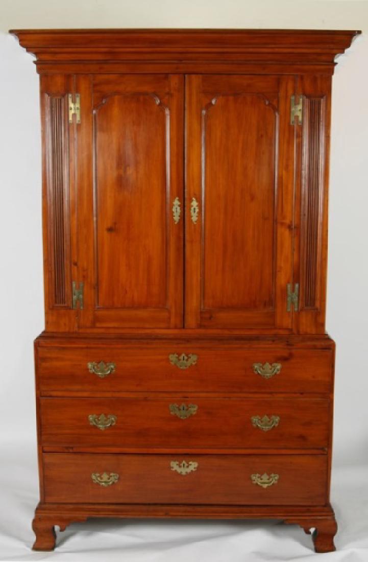 18th C. Chippendale Red Gum Wood Linen Press (1 of 2)