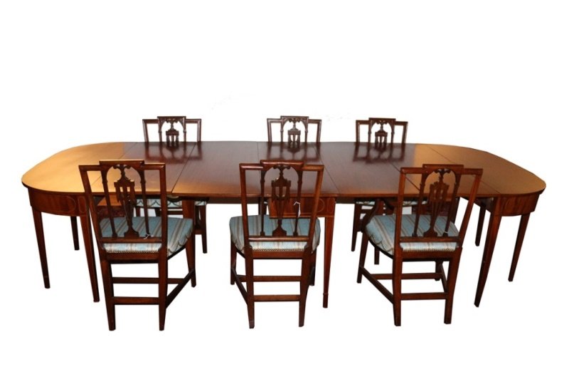 Hepplewhite Three-Part Dining Table & Chairs (1 of 10)