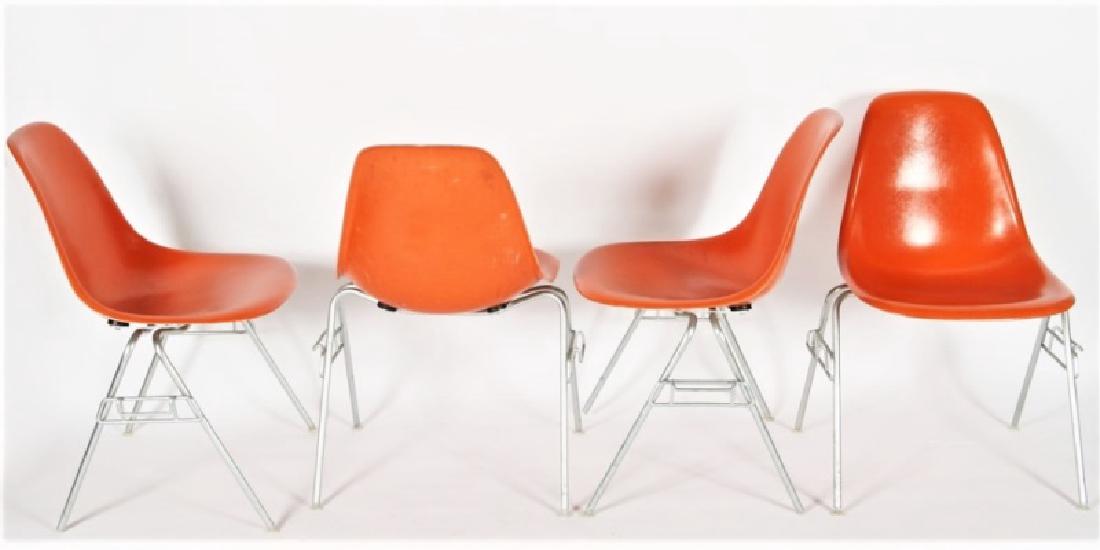 Four Orange Herman Miller DSS Stacking Chairs (1 of 3)