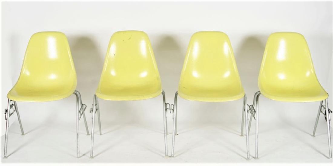 Four Yellow Herman Miller DSS Stacking Chairs (1 of 3)