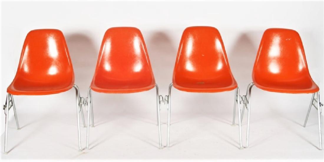 Four Orange Herman Miller DSS Stacking Chairs (1 of 4)
